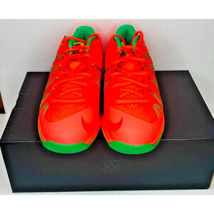 Nike LeBron X Low Watermelon Mens 10 579765-801 Bright Mango-Gamma Green